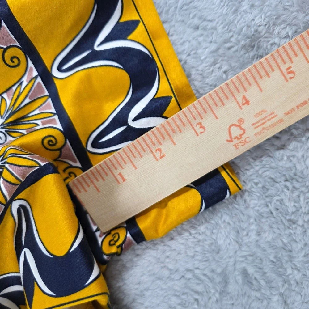 J.Crew City Fit Lisbon Scroll Ornate Print Cotton Stretch Shorts Yellow 8 Womens